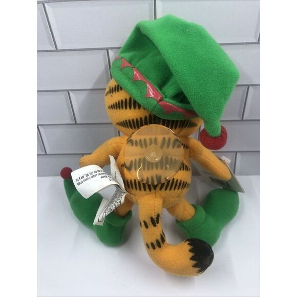 Garfield Vintage Russell Stover Elf Christmas Holiday Appr 8" Plush Suction Cup - Picture 4 of 7